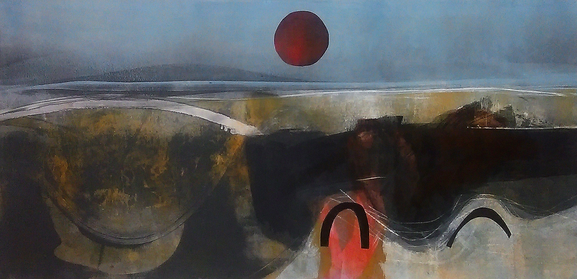 Red Sun over Fields